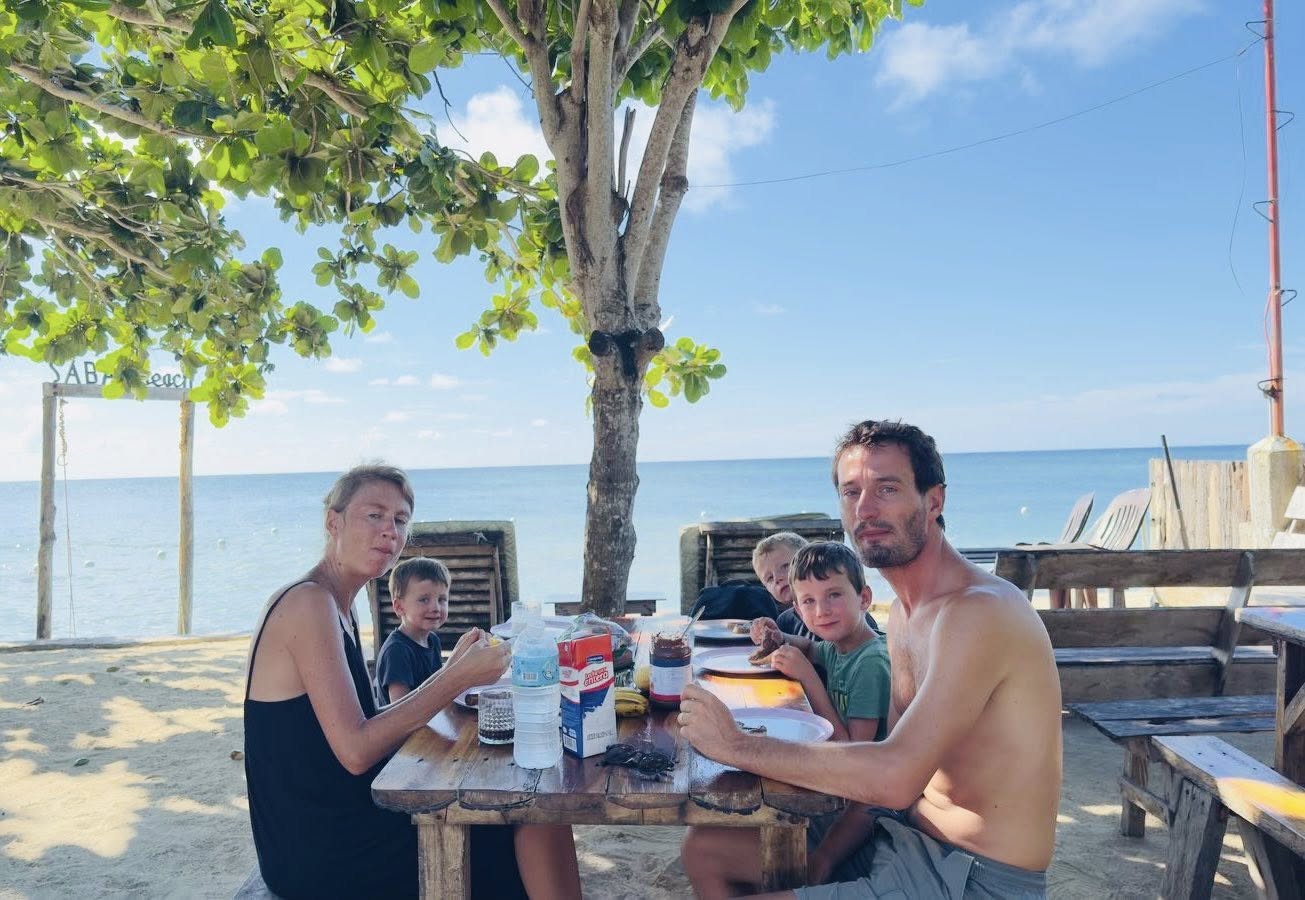 Guests enjoying water activities at Sabas Beach